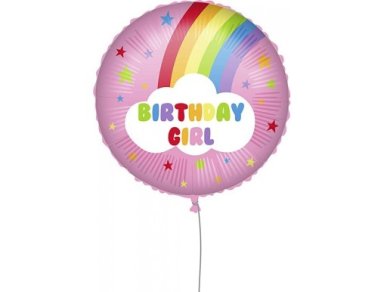 Ουράνιο Τόξο και Αστεράκια Birthday Girl Foil Μπαλόνι (46εκ)