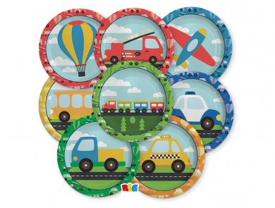 Vehicles Small Paper Plates (8pcs)