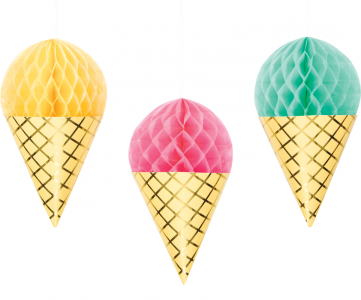 Pastel Ice Cream Hanging Decorations (3pcs)
