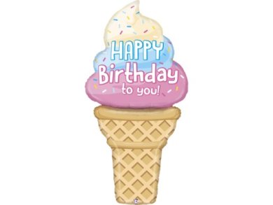 Παγωτό Χωνάκι Extra Large Supershape Μπαλόνι για Γενέθλια (152εκ)