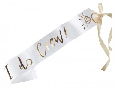 Pack with White and Gold I Do Crew Sashes (6pcs)