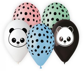 Panda and Dots Latex Balloons (5pcs)