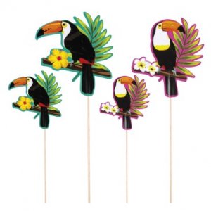 Toucan Parrots Decorative Picks (4pcs)