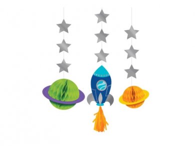 Space Party Hanging Decorations (3pcs)