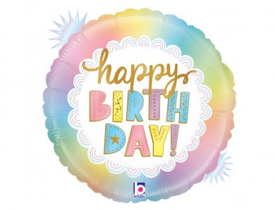 Παστέλ Happy Birthday Foil Μπαλόνι (45εκ)