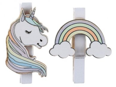 Pastel-Unicorn Mini Wooden Pegs (6pcs)
