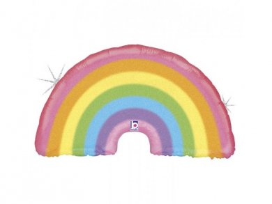 Pastel Rainbow Supershape Balloon with Holographic Glitter Print (91cm)