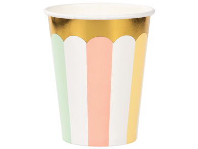 Pastel Paper Cups with Gold Foiled Border (8pcs)