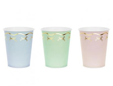 Pastel Paper Cups with Gold Foiled Bows (6pcs)