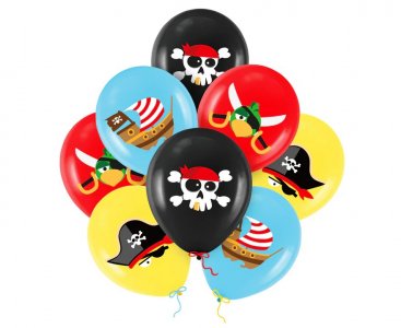Pirate Latex Balloons with Colorful Print (8pcs)
