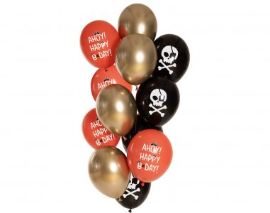 Pirates Happy Birthday Latex Balloons (12pcs)