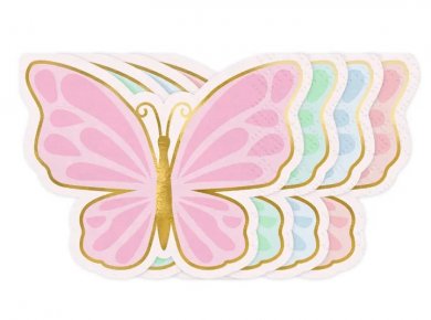 Butterflies Shaped Napkins with Gold Foiled Details (12pcs)