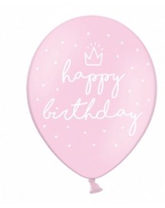 Happy Birthday Pink Latex Balloons (6pcs)