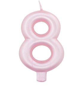 Pink Pearl Cake Candle Number 8 (7cm)