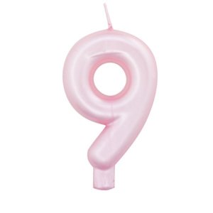 Pink Pearl Cake Candle Number 9 (7cm)