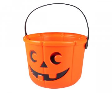 Orange Pumpkin Plastic Bucket (14cm x 18cm)