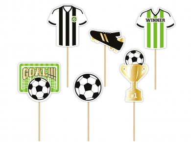 Soccer Decorative Picks with Gold Foiled Details (6pcs)