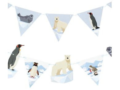 Πολική Αρκούδα Γιρλάντα με Σημαιάκια (3μ)
