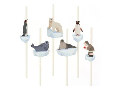 Eco Polar Bear Paper Straws (6pcs)