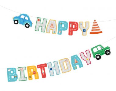 Πολύχρωμα Οχήματα Γιρλάντα για Γενέθλια (250εκ)