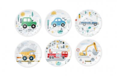 Colorful Vehicles Small Paper Plates (6pcs)
