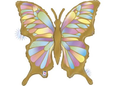Colorful Butterfly with Gold Edging Supershape Balloon (84cm)