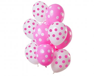 Ροζ Polka Dots Λάτεξ Μπαλόνια (12τμχ)