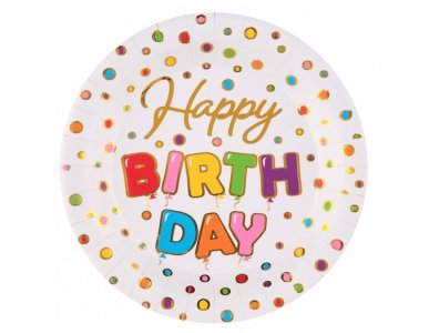 Πολύχρωμα Μπαλόνια Μεγάλα Χάρτινα Πιάτα για Γενέθλια(10τμχ)