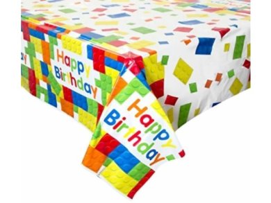 Colorful Blocks Happy Birthday Tablecover (137cm x 213cm)