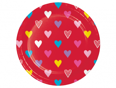 Colorful Little Hearts Small Paper Plates (8pcs)