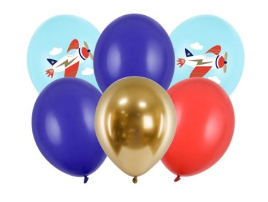 Πολύχρωμο Αεροπλανάκι Λάτεξ Μπαλόνια (6τμχ)