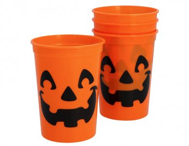Orange Reusable Cups with The Smiling Pumpkin (4pcs)