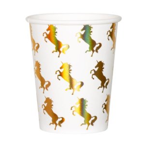 Paper Cups Gold Iridescent Unicorn (10pcs)