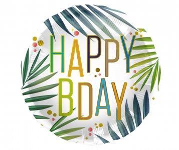 Green Palm Leaves Happy Birthday Foil Balloon (45cm)