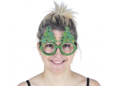 Green Glitterati Christmas Trees Glasses