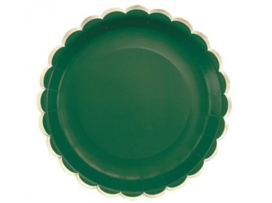 Green Large Paper Plates with Gold Foiled Edging (8pcs)