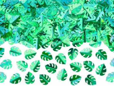 Metallic Green Tropical Leaves Table Confettis (15g)