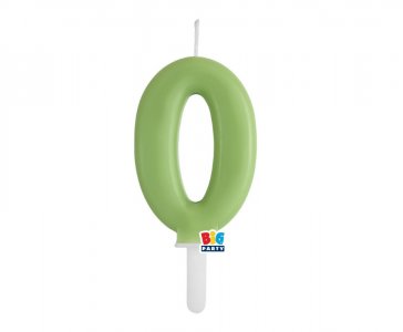 Olive Green Number 0 Cake Candle (7cm)