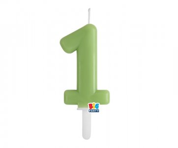 Olive Green Number 1 Cake Candle (7cm)