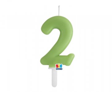 Olive Green Number 2 Cake Candle (7cm)
