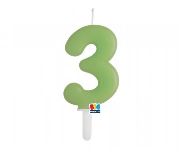 Olive Green Number 3 Cake Candle (7cm)