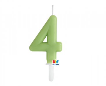 Olive Green Number 4 Cake Candle (7cm)