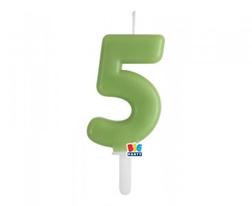 Olive Green Number 5 Cake Candle (7cm)