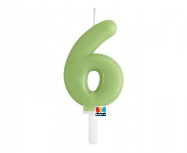 Olive Green Number 6 Cake Candle (7cm)