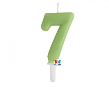 Olive Green Number 7 Cake Candle (7cm)