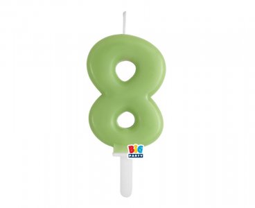 Olive Green Number 8 Cake Candle (7cm)