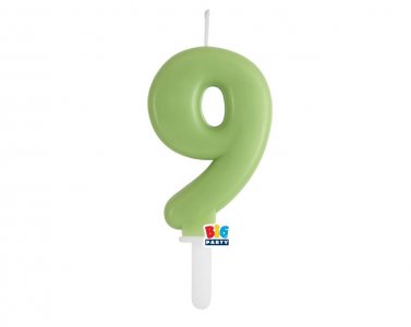 Olive Green Number 9 Cake Candle (7cm)