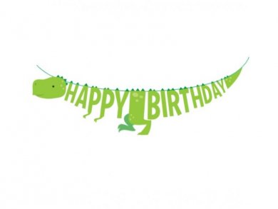 Green Dinosaur Happy Birthday Garland (1,67m)