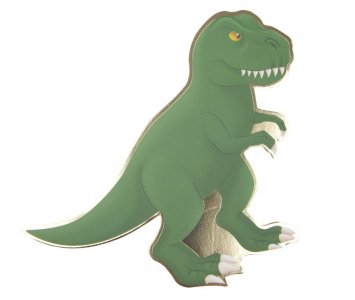 Green Dinosaur with Gold Foiled Details Party Invitations (8pcs)