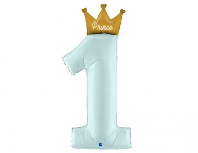Prince Super Shape Μπαλόνι με Τον Αριθμό 1 σε Γαλάζιο Χρώμα (102εκ)